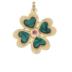 Jane Win Lucky in love clover Pendant with Malachite